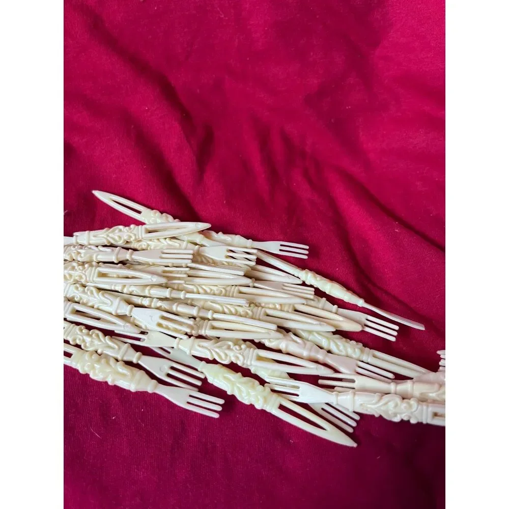MCM 1960's Made in Hong Kong Celluloid Hors d’oeuvres Cocktails Fork Set AS IS